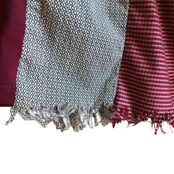 Upcycled Patchwork Shirt, Size L-XL: Mixed Print Button-Down Reworked Blouse - Picture 6 of 10